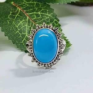 Meilleure vente Turquoise Gemstone 925 Bague en argent sterling Femmes Porter des bijoux Bleu Turquoise Unique Design Bague Cadeau pour la Saint-Valentin - Product Image 4