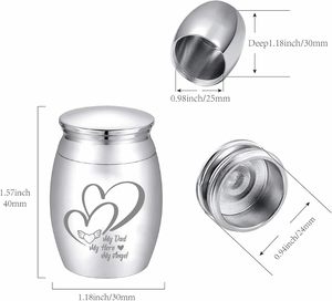 Custom-Size Mini Stainless Steel Cremation Urn Heart Engraving Modern Memorial <b>Keepsake</b> for Preserving Human <b>Ashes</b> for Funerals - Product Image 2