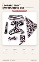 Ensemble Harnais et Laisse pour Chien à Imprimé Léopard Personnalisé en Gros – Harnais Réglable pour Animaux de Compagnie avec Collier et Accessoires pour Chiens