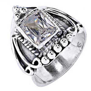 Bague géométrique carrée en argent 925 pour femmes, plaquée rhodium fin, bijoux en pierres précieuses, plaqué rhodium, sertie de rhodium, cadeau - Product Image 3