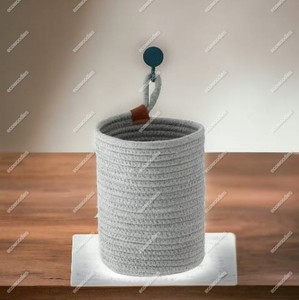 Premium Wall Mounted Cotton Rope Linen Laundry Storage Basket Fabric <b>Hamper</b> for Home Storage and Organization for Bathroom - Product Image 1