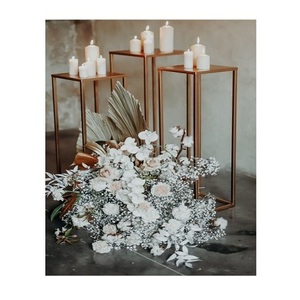 Centre de table au design simple, couleur or, en fer, taille et forme personnalisées, pour décoration de mariage - Product Image 4
