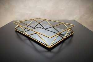 Gran oferta, bandeja de servicio con espejo de Metal dorado rectangular moderno, nueva llegada, bandeja de hierro multifuncional, técnicas artesanales de aluminio - Product Image 2