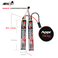 بطارية ليثيوم بوليمر GNB GAONENG 2S 7.4V 2000mAh 30C 60C للتحكم عن بعد، بطارية صغيرة لـ Tamiya AirSoft AEG
