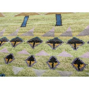 Freedom Manchaha Green Hand Knotted Wool & Bamboo Silk <b>Rug</b> Geometric Pattern for Home Use-Les-8320 - Product Image 3