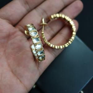 Elegante diseñador Kundan Polki piedra aro pendientes tradicional de moda de alta calidad joyería pendientes para mujeres y niñas - Product Image 3