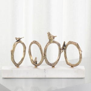 รูปปั้นตกแต่งสำเร็จรูปสีทองรูปนกผีเสื้อฐานหินอ่อนยาวทำจากโลหะอลูมิเนียมสินค้าออกใหม่ - Product Image 1