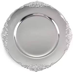 Assiette de service en argent plaqué, fabriquée à la main, en métal épais, pour la maison et les mariages, vaisselle de table, assiettes - Product Image 1