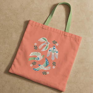 Bird Art Canvas Tote <b>Bag</b> Customizable <b>Medium</b> Beach <b>Bag</b> Linen Organic Cotton Long Rope Handle for Daily Use Advertising Gifts - Product Image 3