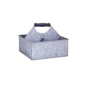 Caddy de cocina de metal galvanizado con cuatro compartimentos, organizador de comedor de granja, mesa de picnic rústica, cubertería, soporte para utensilios - Product Image 4