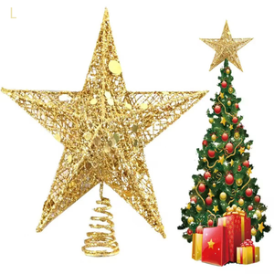 BINLU gran tamaño lujo hierro oro árbol de Navidad Topper estrella brillo hecho a mano adornos de cristal de lujo alta calidad forma de alce - Product Image 1