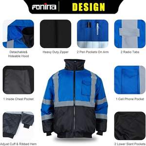Chaqueta de seguridad de alta visibilidad con forro polar Chaqueta impermeable reflectante para hombres - Product Image 3
