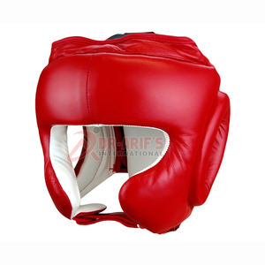 Casco de boxeo de cuero genuino, MMA, Kickboxing, Muay Thai Open Chin Head Guard Martial Arts Sparring Helmet - Product Image 1