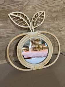 Rattan Woven Frame Art Deco <b>Mirror</b> <b>for</b> Wedding Home Decor Living Room Bedroom <b>Bathroom</b> <b>Wall</b> Flower Pattern Wood Cartoon Design - Product Image 3