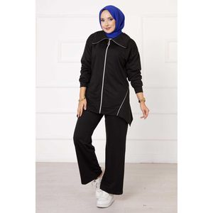 Black 2-Piece Sports Set-<b>Modest</b> <b>Sportswear</b> with Double Thread Piping - Product Image 1