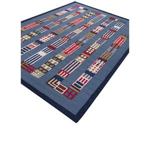 พรมลายเรขาคณิตสีน้ำเงิน ผ้าฝ้ายออร์แกนิก ขนาด 9x12 ฟุต ทอแบบเรียบ สำหรับบ้าน ห้องนั่งเล่น ห้องโถง รุ่น Adwl-13256 - Product Image 2