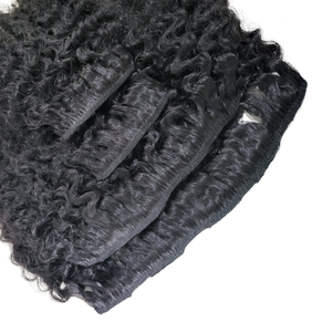 Extensiones de cabello humano con clip, rizado, negro, Remy, cabello indonesio, puntas completas, de una sola capa. - Product Image 3