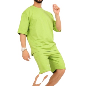 High Quality Wholesale Custom Men's Summer T shirt & Shorts 2-Piece Heavyweight Clothes Shorts Logo Plus Size Men's <b>Twinset</b> - Product Image 1