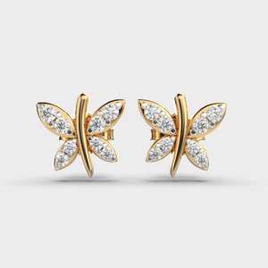 Pendientes de Diamantes con Forma de Mariposa en Oro Multicolor de 18k |   Joyería Fina con Diseño de Mariposa Floral - Product Image 5