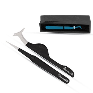 Fournisseur de pinces à épiler en acier inoxydable de haute qualité, pinces à épiler courbées pour volume, outils de précision pour extensions de cils - Product Image 4