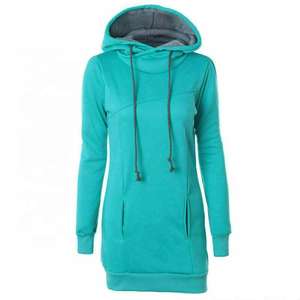 Sudadera larga con capucha para mujer, Jersey informal con bolsillo - Product Image 3