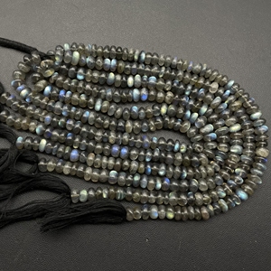 Venta al por mayor Labradorite Smooth Rondelle Shape Beads, Black Rainbow Multi Color Flash Beads para la fabricación de joyas - Product Image 3