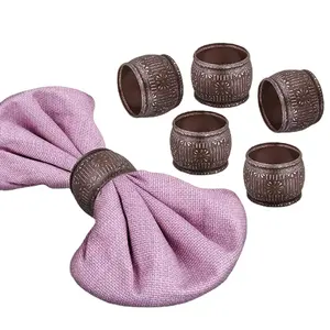 Best in category Simple Design cheapest Antique brown Round shape Banquet Napkin Rings (Set of 6) For Family Dinner Party Decor