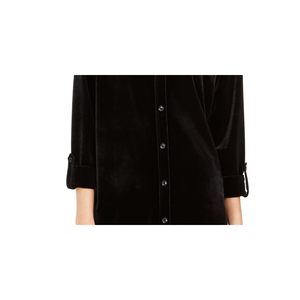 Camicia Elegante da Donna Charter Club in Velluto con Bottoni, Nera XX-Large, Colletto in Seta Lavorata a Maglia, per Feste, Ufficio, Moda Invernale - Product Image 3