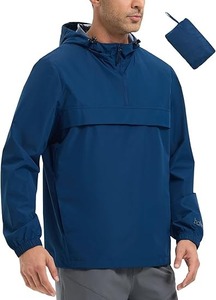 Chaqueta de lluvia empacable para hombre, cortavientos ligero con capucha, resistente al agua, senderismo, viajes, chaquetas reflectantes - Product Image 6