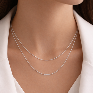 Collar Elegante Minimalista de Plata de Ley 925 con Cadena de Doble Capa para Mujer, Joyería al por Mayor OEM, Hindú, 18 Pulgadas, 3 Gramos - Product Image 1