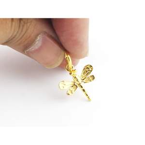 Pendentif délicat libellule en or jaune massif 14 carats pour femmes pendentif à breloque en platine plaqué or rose rhodium pour cadeaux - Product Image 2