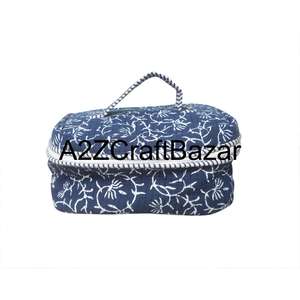 Exporter Of Luxury 100% Cotton Quilted Vanity <b>Makeup</b> Bags For Bridal Vanity Bags With Modern Print Durable Zipper For Daily Use - Product Image 1