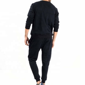 Conjunto Deportivo GLORY Unisex de Felpa de Algodón Negro, Sudadera de Cuello Redondo y Pantalones Jogger, Ecológico, Tallas Grandes, Diseño Casual de Invierno - Product Image 2