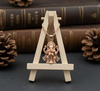 Collier pendentif Ganesha plaqué or rose, cadre rond, charme du dieu éléphant hindou, bijoux spirituels faits à la main