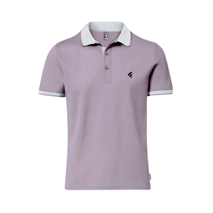 Polo de algodón de punto de jersey individual Premium para hombre-Lavender Ash | Elegante y cómodo - Product Image 4