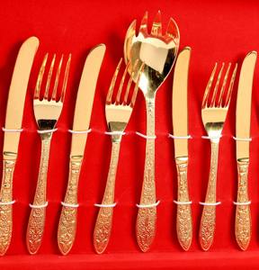 Newest Design Brass Cutlery Set of 4 Pcs Gold Color Flatware for Dining Room Hotel & Restaurants Fork <b>Knife</b> & Spoons Cutlery Set - Product Image 4