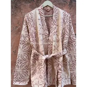 Vestes unisexes en coton indien, veste d'hiver longue, manteau fait à la main, appliqué, manteau, tenue bohème pour femmes, s - Product Image 3