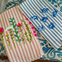 Serviettes de cuisine en coton à motif brodé Lin et coton Tissu culinaire absorbant mélangé Utilitaire écologique décoratif