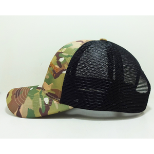 Chapeaux de camionneur brodés camouflage 3D 6 panneaux structurés en maille noire respirante fermeture Snapback réglable pour les promotions de marque - Product Image 3