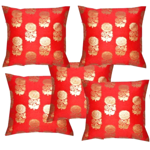 Home Decor 16 X 16 Festival Diwali Indian Decor <strong>Brocade</strong> Silk Cushion Cover Boho Decorative <strong>Pillow</strong> Case Gifting Item Housewarming - Product Image 1