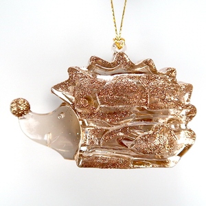 Decoración navideña de Año Nuevo, pintura de madera marrón imitada, adorno de erizo 3D Acrílico - Product Image 6