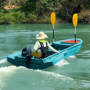 เรือตกปลาแบบพับได้พร้อมเรือคายัคแบบพับได้ 3 แบบ และทุ่นลอยน้ำด้านข้างและด้านท้าย 2 ตัว เรือคายัคเอนกประสงค์ - Product Image 3