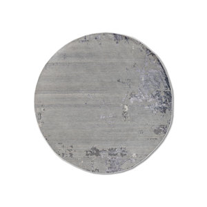 Alfombra Kavi Grey Lu-9031 (Cs-01)(Fr) Anudada a Mano de Lana y Seda de Bambú con Patrón Abstracto para Habitación de Adolescentes o Pasillo, en Negro y Gris - Product Image 1