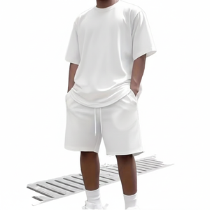 Trending Men's <b>Summer</b> Casual Sportswear Set New Fashion Breathable Digital Printed Short Sleeved Crew Neck Satin T-<b>Shirt</b> 100% - Product Image 1