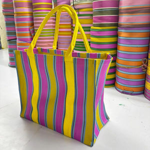 กระเป๋าผ้าไนลอนลายทางรีไซเคิลเป็นมิตรกับสิ่งแวดล้อมทนทานมีซิปปิดโลโก้ออกแบบได้ตามต้องการ - Product Image 1