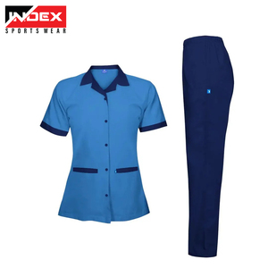 Nuevo diseño respetuoso con el medio ambiente elástico resistente al agua enfermería Scrubs enfermera Stand Collar manga corta Scrub Hospital uniformes - Product Image 6