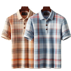 Camisetas Polo a cuadros de algodón de punto 100% para hombre, camisetas transpirables informales de manga corta con cuello botón hecho a medida XS XL Stylish Golf Tennis - Product Image 2