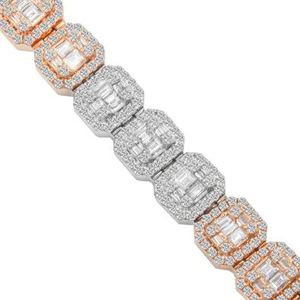 Pulsera de Plata de Ley 925 con Moissanita VVS, Pulsera de Dos Tonos con Corte Baguette - Product Image 2