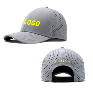 Vente en gros Logo personnalisé 6 panneaux Casquette de baseball imperméable Perforé Performance Laser Cut Cap Respirant Blanc Chapeaux de golf pour unisexe - Product Image 2