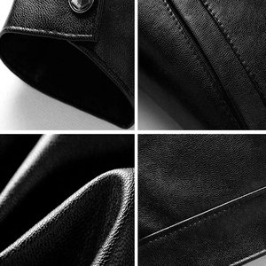 แจ็กเก็ตหนังผู้ชายวินเทจฤดูหนาวมีซิปด้านหน้าติดโลโก้ - Product Image 6